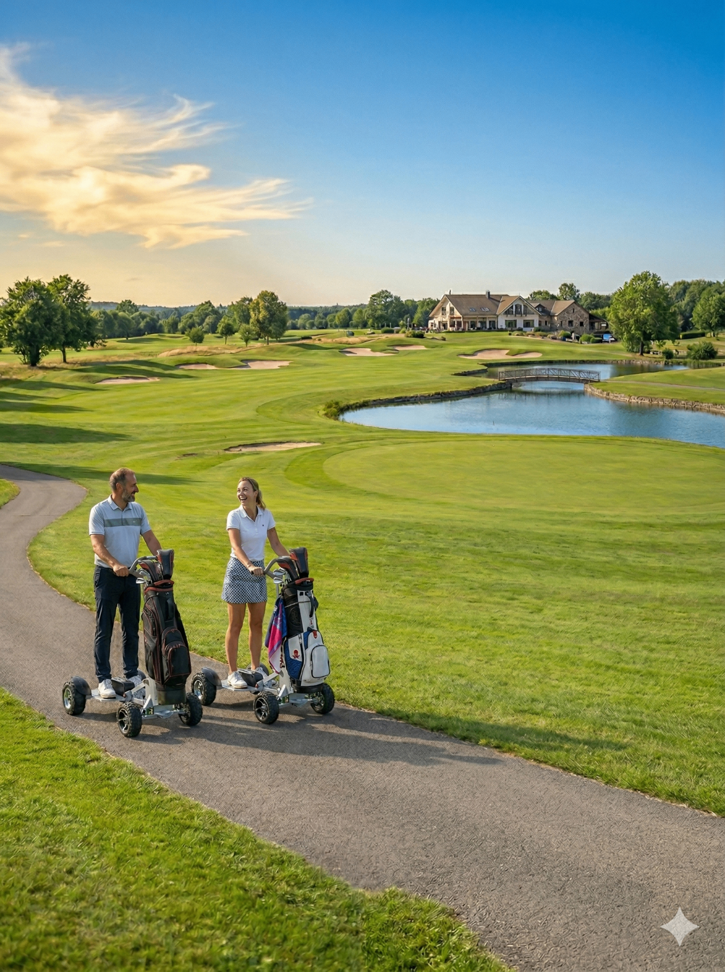 Golfrider auf gepflegtem Rasen